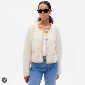 NWT GAP Boucle Cropped Sweater Jacket Chino beige